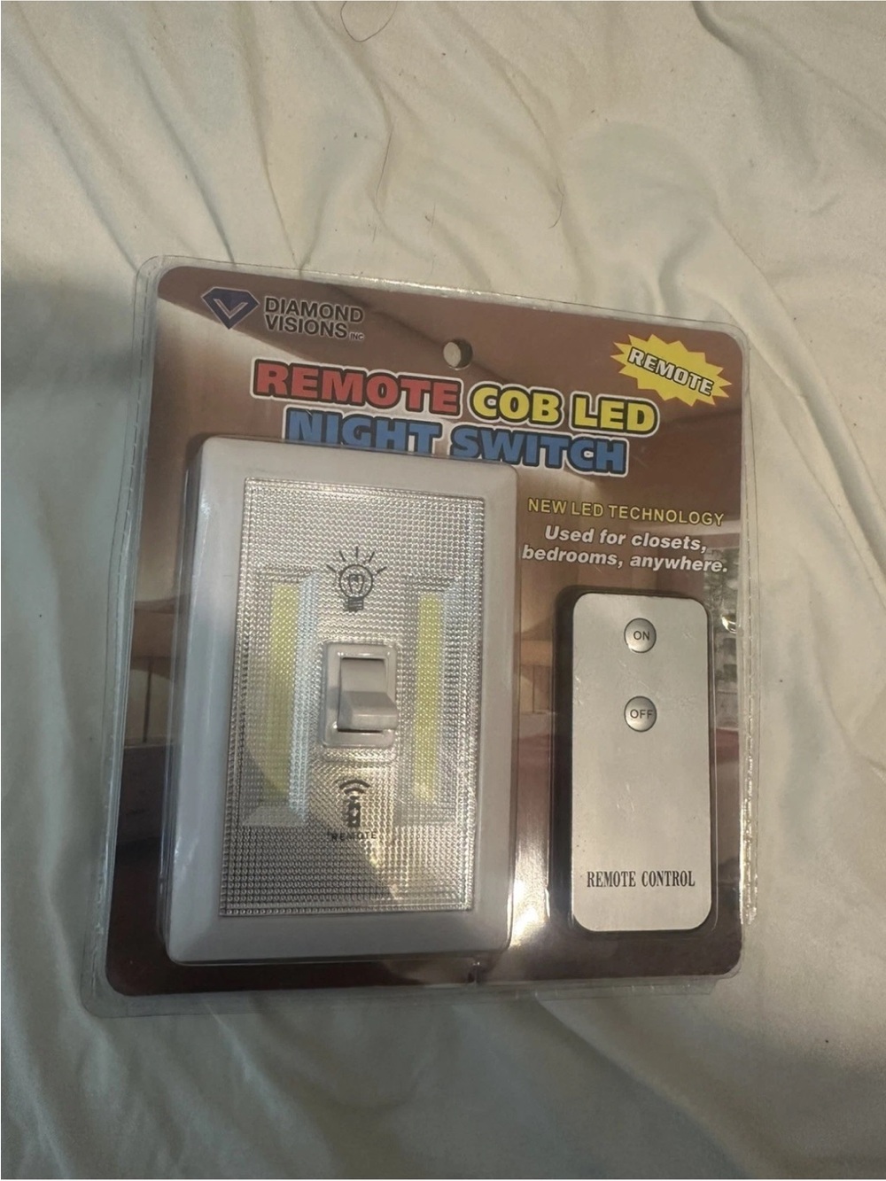 As Seen On TV White Remote COB LED Night Switch with Silver Remote